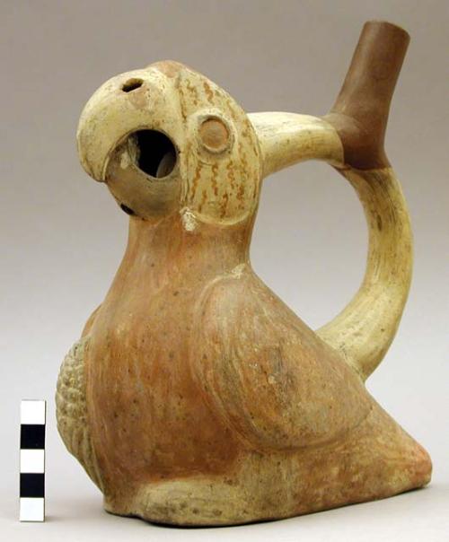 Ceramic, complete vessel, bird effigy bottle with stirrup spout
