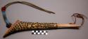Great Basin quirt, Ute or Shoshone. Made from elk antler tine.
