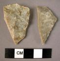 Stone, chipped stone chipping debris, flakes, triangular, perforators?
