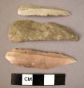 3 flint backed blades: Chatelperron type
