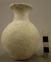 Enamelled pottery vase (vase emaillee) "white slip crackle glaze, globular body,