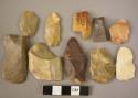 Unifacial lithics; unidentified.