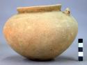 Large pottery jar with two small modelled lugs - Armadillo ware