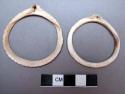 Glycymeris shell bracelets, both with perforations in umbo - larger: 5.5 x 5.7 c