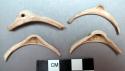 Bracelet fragments of glycymeris shell, 8 with perforations in umbo, 1 with gree