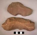 2 very large elongated stone flakes with notches and signs of use - made by perp
