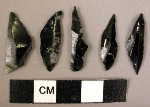 5 microlithic obsidian backed blades