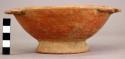 Red ware annular base bowl with 3 handles