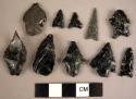 Whole and fragmentary obsidian points
