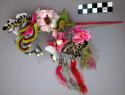 Hair Ornament with Silk, Fabric, Paper Flowers, and Multicolored Butterflies