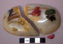Alabaster Oval Dish or Decorative Element with Stone or Glass Decoration