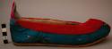 Pair of woman's shoes - leather soles, turquoise brocaded satin +