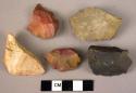 5 miscellaneous flakes and blades of silicified tuff