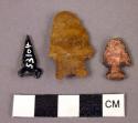 Projectile points--two flint and one obsidian.