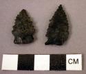 Small obsidian notched points