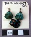 Three Button-Shaped Ornaments of Painted Enamel - Lotus and Beetle Forms