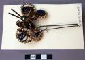 Hairpin in the Form of an Elaborate Butterfly of Glass Beads and Wire
