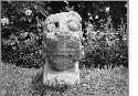 Stone sculpture, Jaguar head with tenon.  Max. length 72 cms, Max. Ht. 43 cms