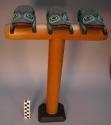 Miniature totem pole (18" ? high) (in 5 pieces) 3 frogs and 2 posts