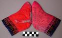 Part of a Set of Child's Clothes:  Pair of Red Embroidered Cotton Socks/Shoes