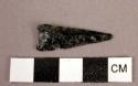 Chipped stone projectile point, side-notched, obsidian