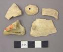 5 conch shell fragments, 3 perforated