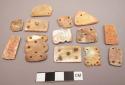 13 cut shell ornaments - miscellaneous parts from one or more assembled gorget