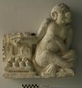 Cast, architectural element, moulded monkey & pedestal, chipped