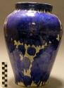 Ceramic blue on white glazed Chorreado ware vase