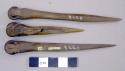 Pointed tools, of bone made from metatarsus with the lower end forming a handle