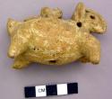 Pottery whistle - animal figure with another lying on its back
