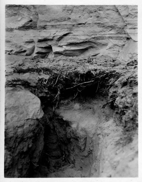 Details of excavation in Barrier Canyon; detail of floor layer in east trench