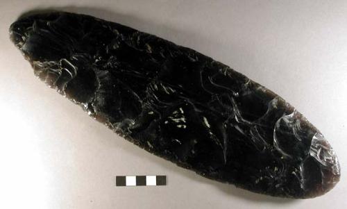 Chipped stone biface, obsidian, large