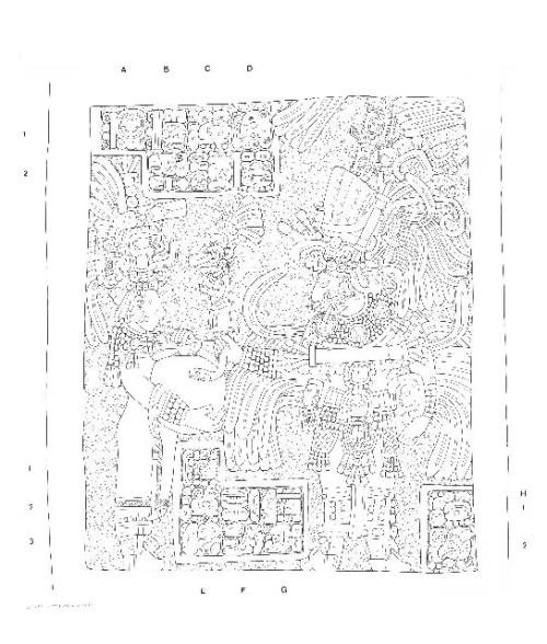 Drawing of Yaxchilan, Lintel 53