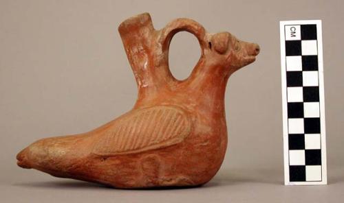 Red ware vase, bird form
