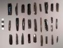 36 obsidian prismatic flake blades (utilitarian)