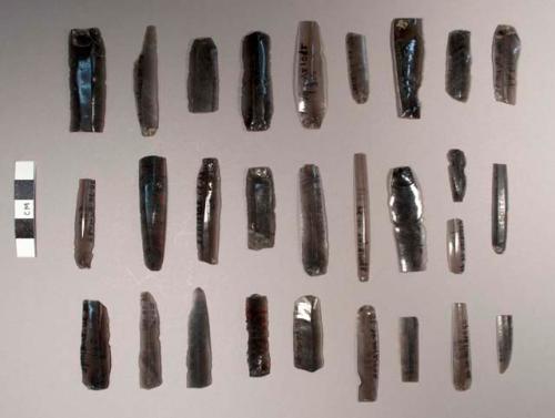 36 obsidian prismatic flake blades (utilitarian)