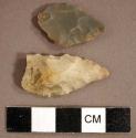 Chipped stone, projectile point fragment and utilized flake