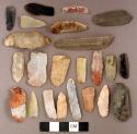 Chipped stone, prismatic blades, one obsidian, one quartz