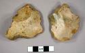2 typical flint flake implements, the striking platforms & bulbs of which have b