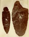 Two spear or lane heads made of obsidian found in auriferous gravel