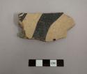 Body sherd, interior black on white linear design, exterior slipped red, thin section removed - gila polychrome