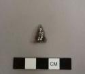 Projectile point, triangular, slightly concave base; flaked obsidian