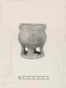 Large pedestal vase-four legs, ring base, four sets of raised concentric circles
