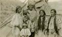 Thompson River Indians (Salishan) three women and a young girl in costume