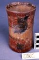 Complete ceramic vase, red and black, with fireclouding, hieroglyphic designs