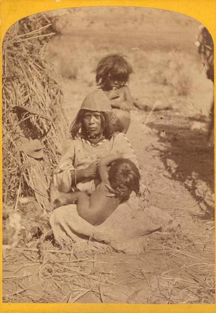 Mother with two of her children. "Kai-vav-its" tribe