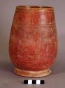 Red vase, engraved
