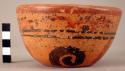 Small Yojoa polychrome pottery bowl. Bold animalistic.