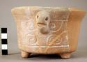 Cylindrical pottery vase - plain ware incised, in imitation of marble vase style